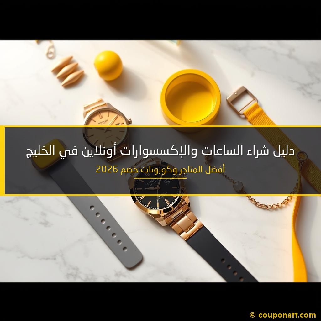 دليل شراء الساعات والإكسسوارات أونلاين في الخليج — أفضل المتاجر وكوبونات خصم 2026